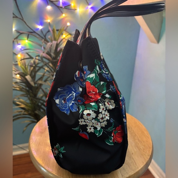 Tory Burch Medium Ella Black Floral Tote Bag - Picture 4 of 8